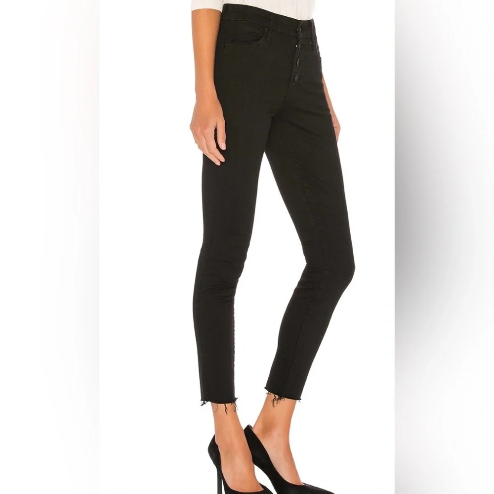 MOTHER Pixie Ankle Fray Skinny Jeans in Not Guilty Black Sz 24